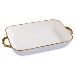 Best CERAMIC Bambu Rectangular Casserole Periwinkle & White SECONDS - NON R Bakers|Gifts Under $99