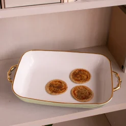 Online CERAMIC Bambu Rectangular Casserole Pistachio & White SECONDS - NON RE Bakers|Gifts Under $99