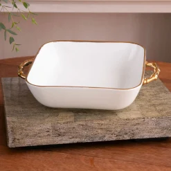 Discount CERAMIC Bambu Square Casserole Cream & White SECONDS - NON REFUNDABLE Bakers|Gifts Under $99