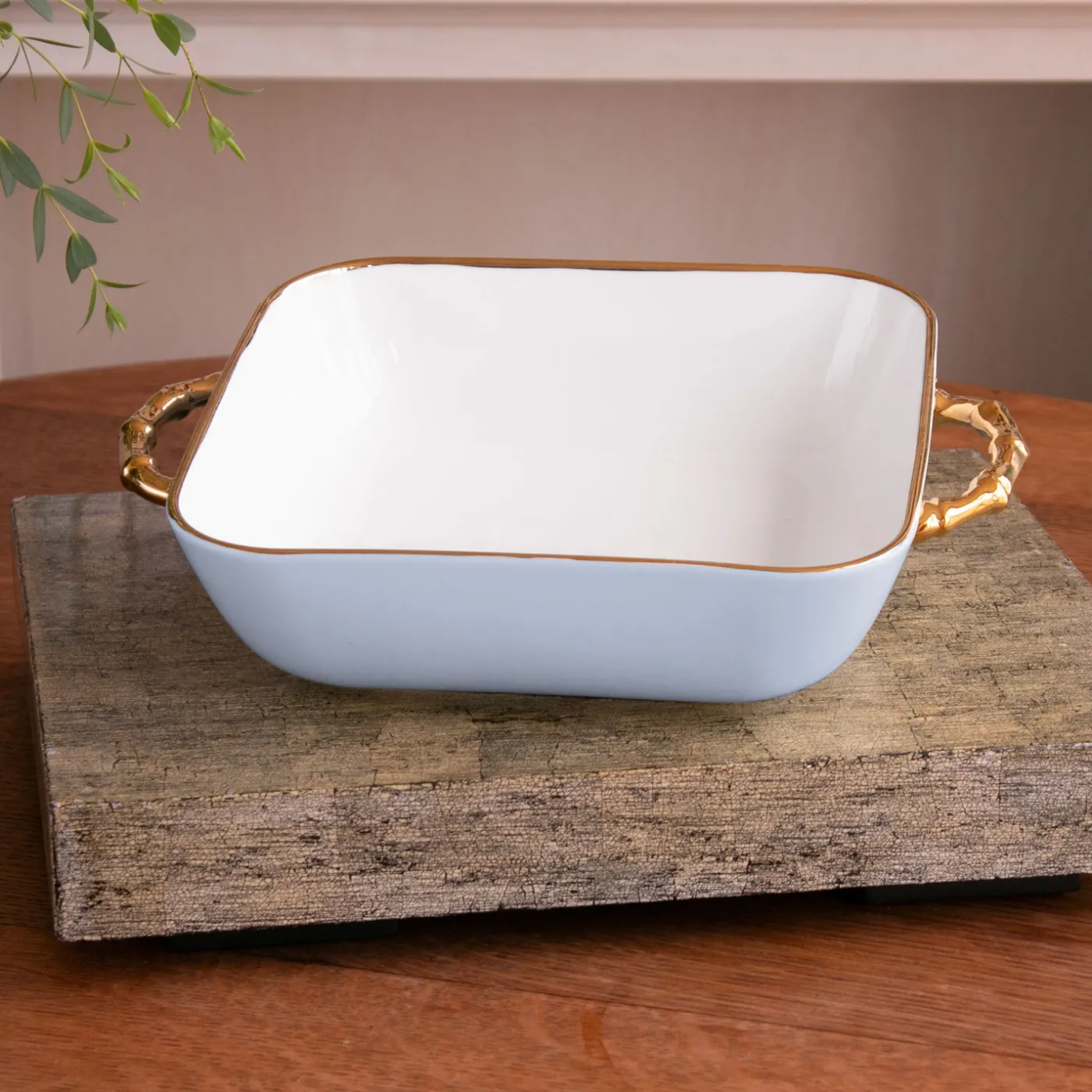 Online CERAMIC Bambu Square Casserole Periwinkle & White SECONDS - NON REFUND Bakers|Gifts Under $99