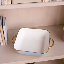 Online CERAMIC Bambu Square Casserole Periwinkle & White SECONDS - NON REFUND Bakers|Gifts Under $99