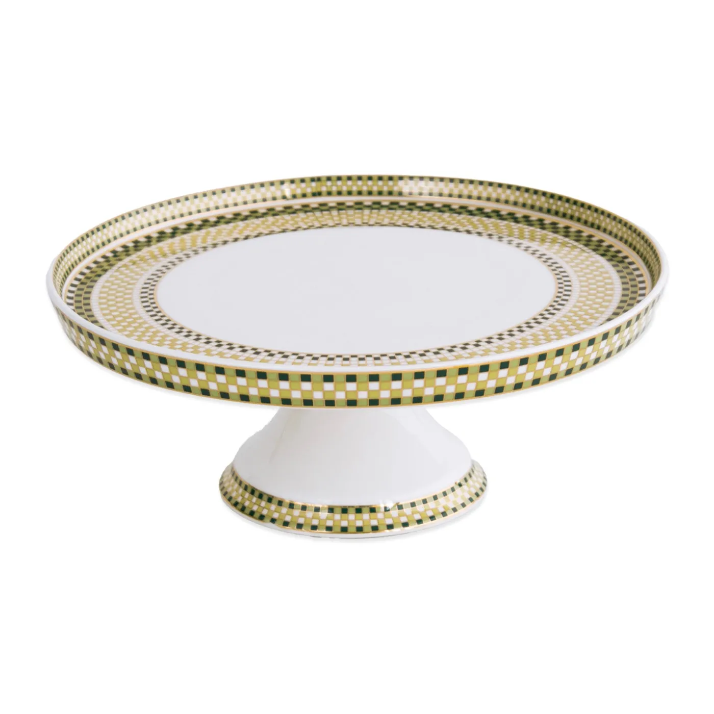 Discount CERAMIC Ravenna Pedestal Cake Plate Green & Gold Ravenna|Cake Plates