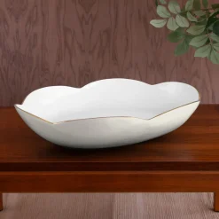 New ENCANTO Amelia Extra Large Oval Bowl Cream and White Holiday|Bowls