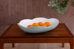 Best ENCANTO Amelia Extra Large Oval Bowl Slate and White Bowls|Enameled Color Metal