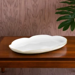 Clearance ENCANTO Amelia Oval Tray Cream and White Holiday|Platters