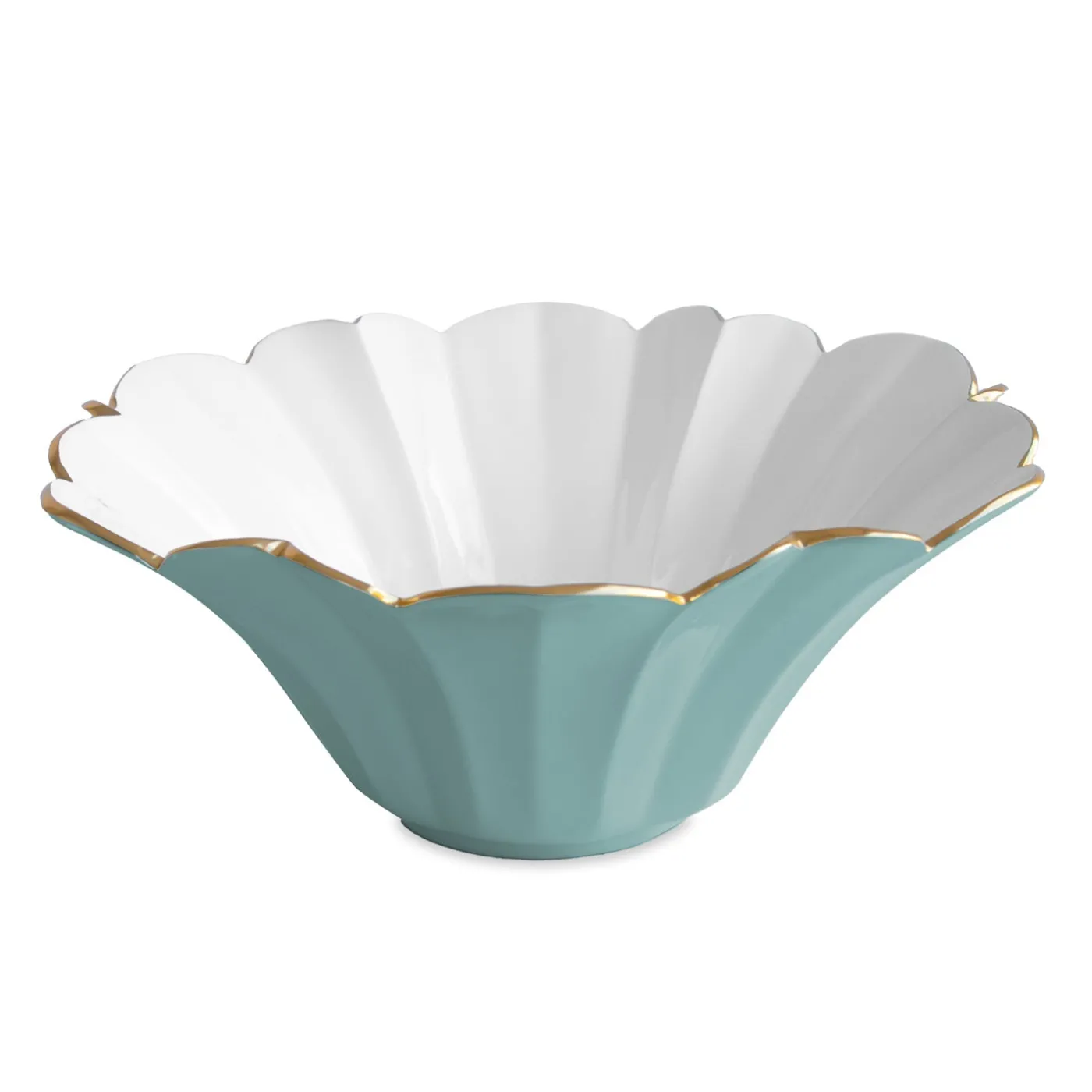 Sale ENCANTO Avril Large Bowl (Turquoise and White) Bowls|Enameled Color Metal