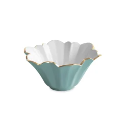 ENCANTO Avril Small Bowl (Turquoise and White) Bowls|Enameled Color Metal