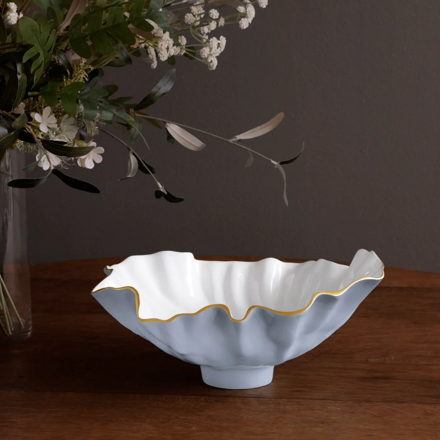 Online ENCANTO Bloom Medium Bowl (Periwinkle and White) Bowls|Enameled Color Metal