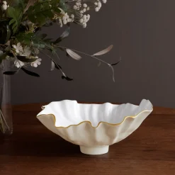 New ENCANTO Bloom Medium Bowl (Cream and White) Bowls|Enameled Color Metal