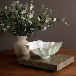 Online ENCANTO Bloom Medium Bowl (Pistachio and White) Bowls|Enameled Color Metal