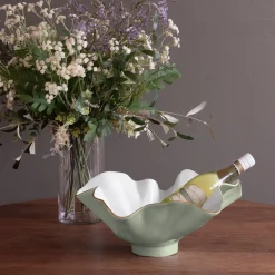 Online ENCANTO Bloom Wine Bucket (Pistachio and White) Gifts For The Wine Lover|Enameled Color Metal