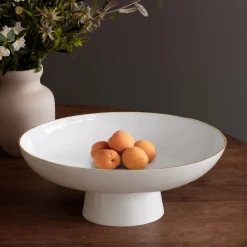 Online ENCANTO Carnaval Large Pedestal (Cream and White) Enameled Color Metal