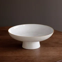 Online ENCANTO Carnaval Large Pedestal (Cream and White) Enameled Color Metal