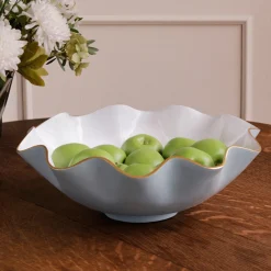Online ENCANTO Carola Extra Large Bowl Slate & White Bowls|Enameled Color Metal