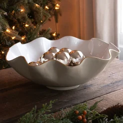 Hot ENCANTO Carola Extra Large Bowl (Cream and White) Bowls|Enameled Color Metal