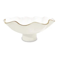 Outlet ENCANTO Carola Large Pedestal (Cream and White) Gifts For The Bride + Groom|Enameled Color Metal