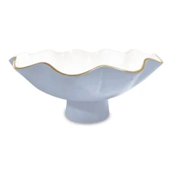 Sale ENCANTO Carola Large Pedestal (Periwinkle and White) Enameled Color Metal