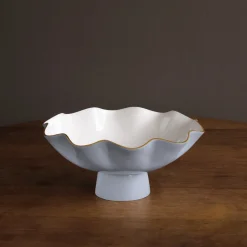 Sale ENCANTO Carola Large Pedestal (Periwinkle and White) Enameled Color Metal