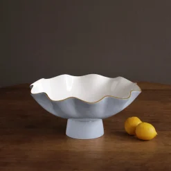 Sale ENCANTO Carola Large Pedestal (Periwinkle and White) Enameled Color Metal