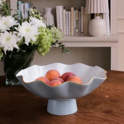 Best ENCANTO Carola Large Pedestal Slate and White Pedestals|Enameled Color Metal