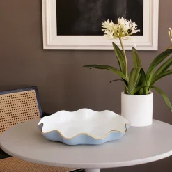 Hot ENCANTO Carola Large Round Platter (Periwinkle and White) Platters|Enameled Color Metal