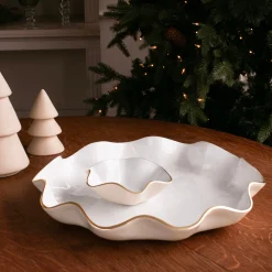 Discount ENCANTO Carola Large Round Platter (Cream and White) Holiday|Platters