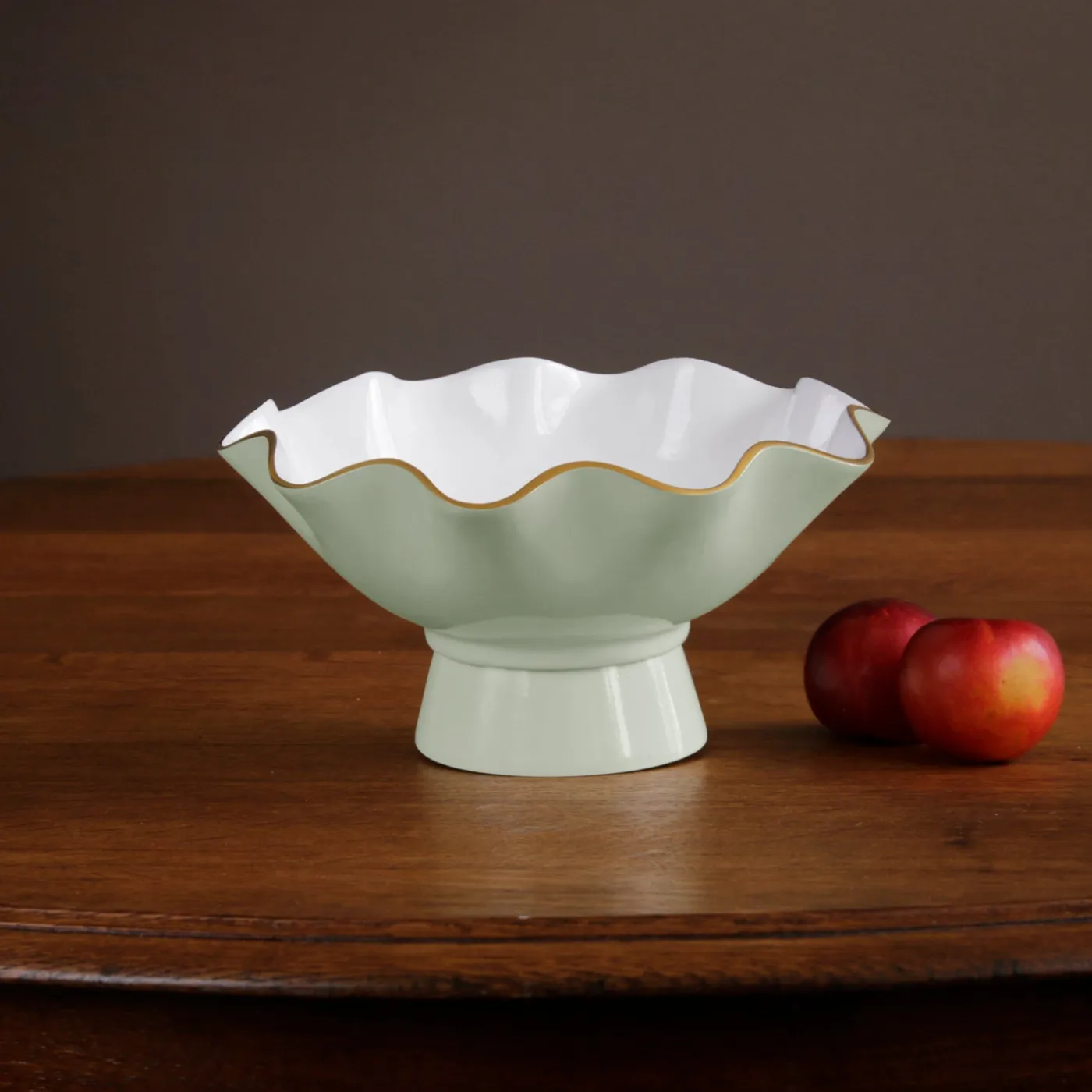 Hot ENCANTO Carola Small Pedestal (Pistachio and White) Enameled Color Metal