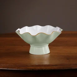 Hot ENCANTO Carola Small Pedestal (Pistachio and White) Enameled Color Metal