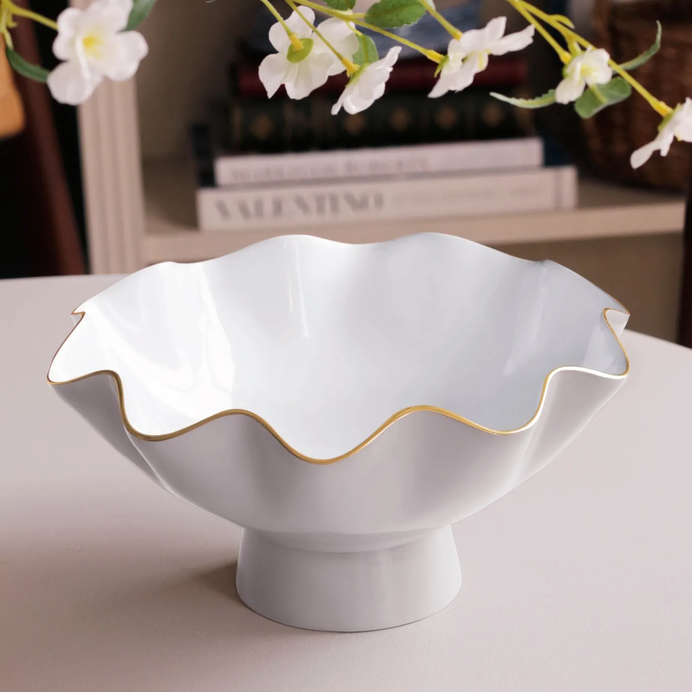 Best ENCANTO Carola Small Pedestal (Dove and White) Pedestals|Enameled Color Metal