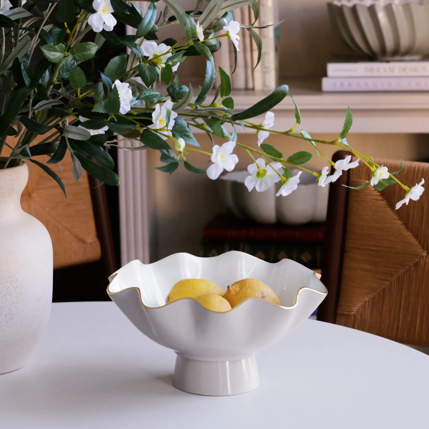 Best ENCANTO Carola Small Pedestal (Dove and White) Pedestals|Enameled Color Metal