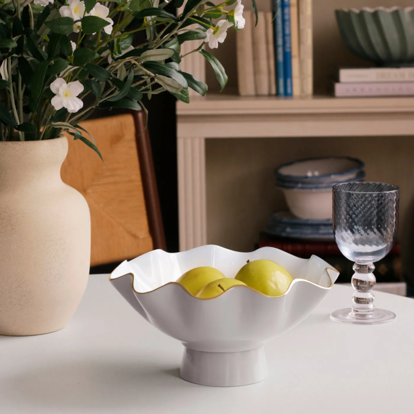 Best ENCANTO Carola Small Pedestal (Dove and White) Pedestals|Enameled Color Metal