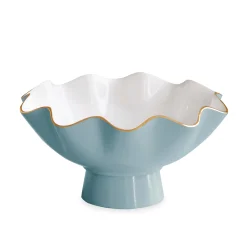 New ENCANTO Carola Small Pedestal (Turquoise and White) Enameled Color Metal