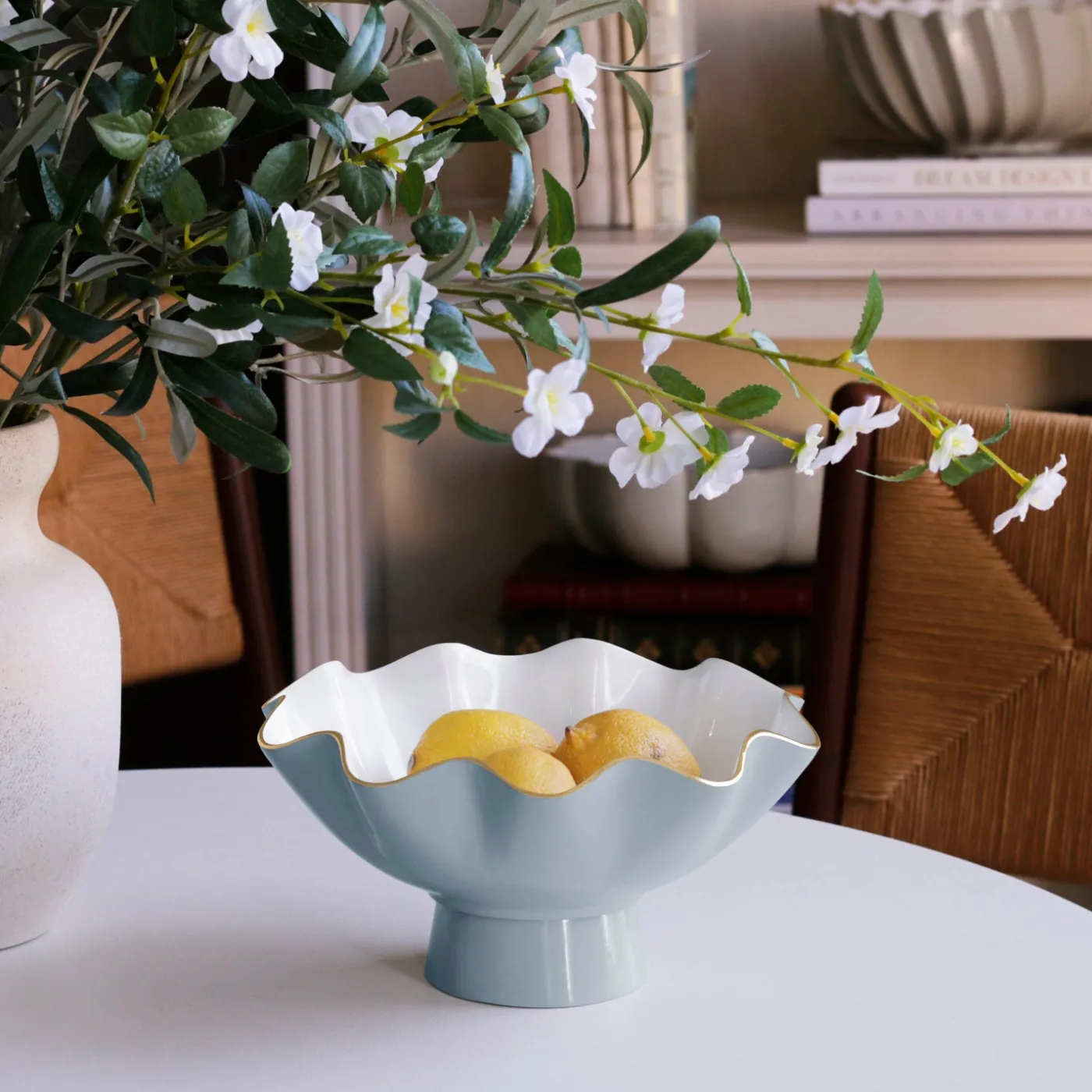 Sale ENCANTO Carola Small Pedestal (Slate and White) Pedestals|Enameled Color Metal