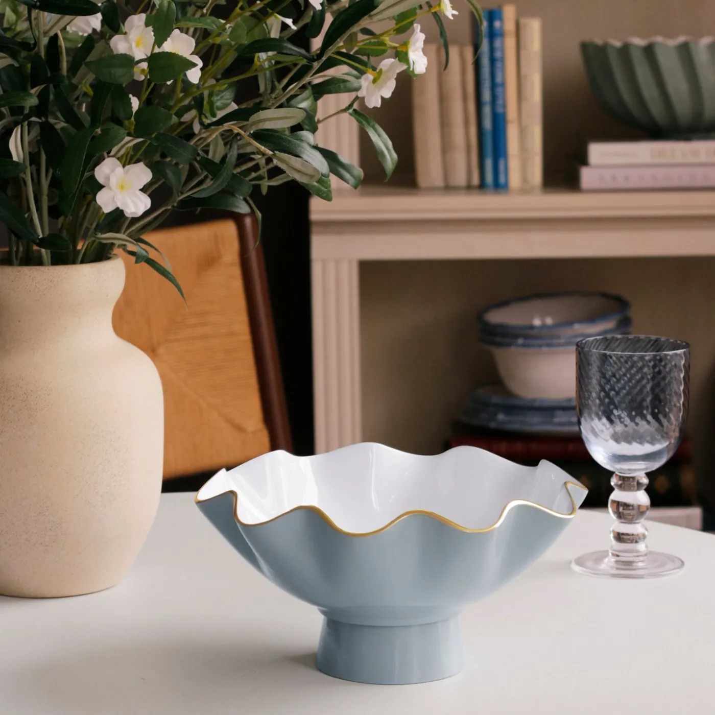 Sale ENCANTO Carola Small Pedestal (Slate and White) Pedestals|Enameled Color Metal