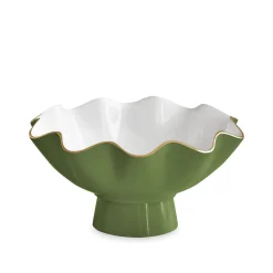 Best ENCANTO Carola Small Pedestal Leaf Green and White Holiday|Pedestals
