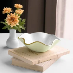 New ENCANTO Carola Small Round Bowl (Pistachio and White) Bowls|Gifts Under $99