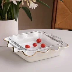 Best ENCANTO Carola Square Casserole Holder (Cream and White) Holiday|The Holiday Shop