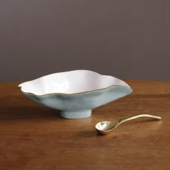 Sale ENCANTO Claire Small Oval bowl with spoon Slate & White Bowls|Gifts Under $99