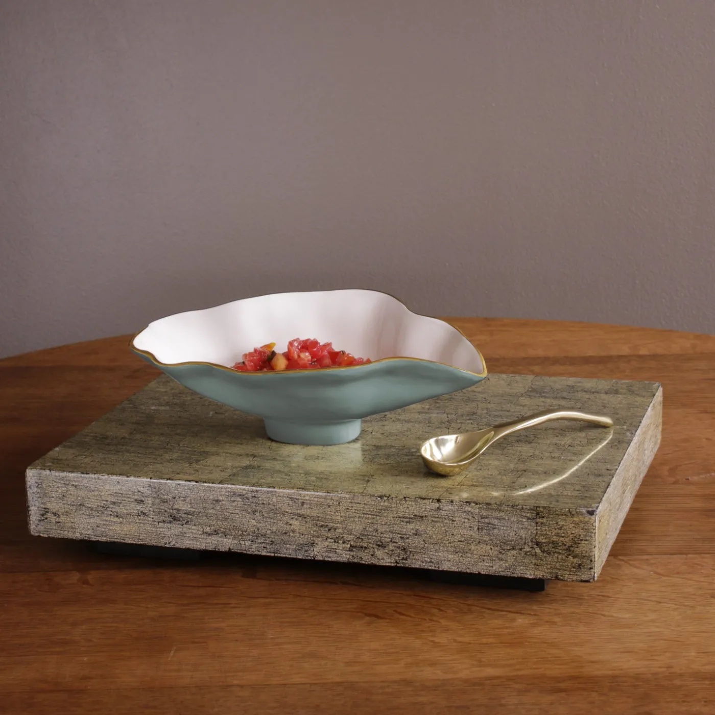 Sale ENCANTO Claire Small Oval bowl with spoon Slate & White Bowls|Gifts Under $99
