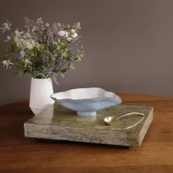 Clearance ENCANTO Claire Small Oval Bowl with Spoon (Periwinkle, White and Gold) Bowls|Gifts Under $99