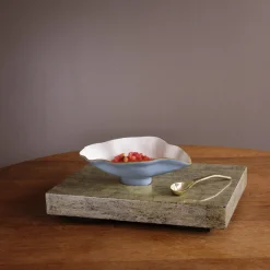 Clearance ENCANTO Claire Small Oval Bowl with Spoon (Periwinkle, White and Gold) Bowls|Gifts Under $99