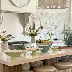 Best ENCANTO Claire Small Oval Bowl with Spoon (Pistachio, White and Gold) Bowls|Gifts Under $99