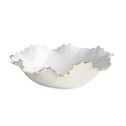 Online ENCANTO Colette Large Bowl (Cream and White) Bowls|Enameled Color Metal
