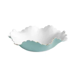 Outlet ENCANTO Colette Medium Bowl (Turquoise and White) Bowls|Enameled Color Metal