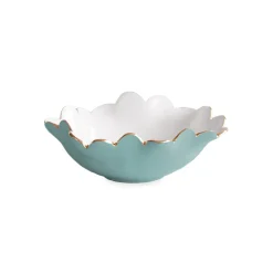 New ENCANTO Colette Mini Round Bowl (Turquoise and White) Bowls|Enameled Color Metal