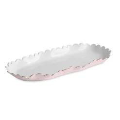 Discount ENCANTO Colette Oblong Tray (Camellia and White) Trays|Enameled Color Metal
