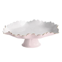 Outlet ENCANTO Colette Pedestal Cake Plate (Camellia and White) Cake Plates|Enameled Color Metal