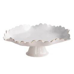New ENCANTO Colette Pedestal Cake Plate (Cream and White) Cake Plates|Enameled Color Metal