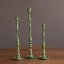 Clearance ENCANTO Crosby Small Candlestick Holder (Leaf Green) Candlestick Holders|Enameled Color Metal