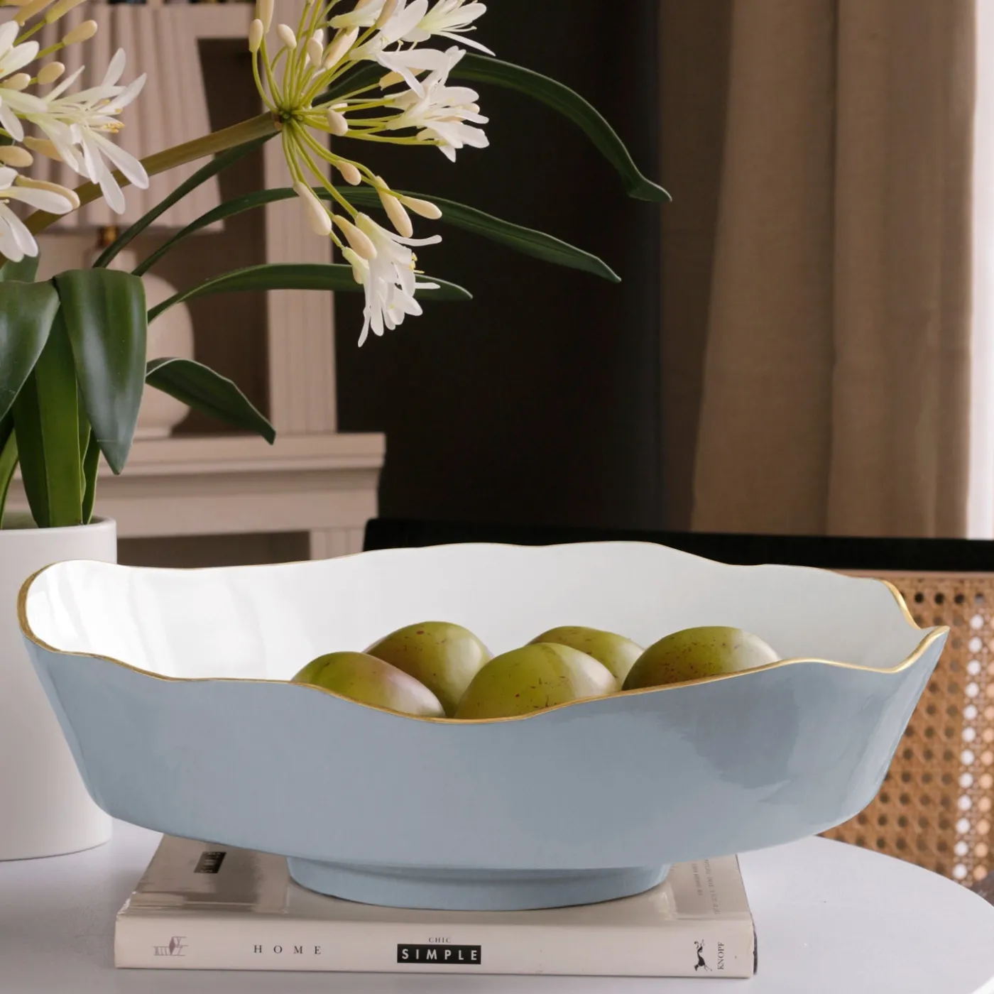 Sale ENCANTO Dakota Large Bowl (Slate and White) Bowls|Enameled Color Metal